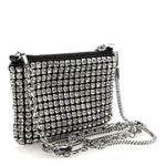 Mesh Crystal Rhinestone Nano Heiress Shoulder Bag Black Silver