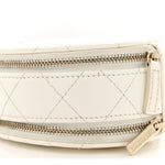 Lambskin Quilted Round Handle With Care Vanity With Chain White