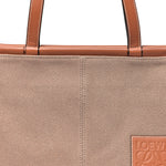 Canvas Calfskin Cushion Tote Taupe
