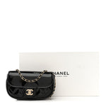 Patent Calfskin Quilted Mini Clutch Black