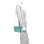 Calfskin Stitched Small Covered CC Flap Bag Green