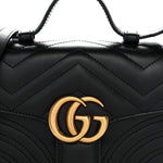 Calfskin Matelasse Mini GG Marmont Top Handle Shoulder Bag Black