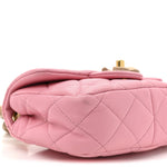 Lambskin Wenge Quilted Mini Fashion Wood Square Flap Pink