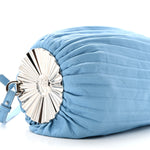 Lambskin Pleated Bracelet Pouch Shoulder Bag Soft Blue