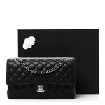 Caviar Quilted Medium Double Flap Black