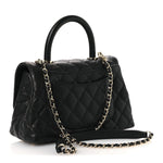 Caviar Quilted Mini Coco Handle Flap Black