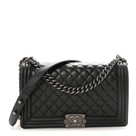Lambskin Quilted New Medium Boy Flap Black