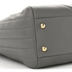 Calfskin Chevron Quilted Statement Shopping Tote Grey