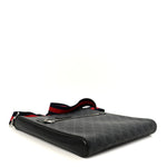 GG Supreme Monogram Appia Calfskin Web Flat Messenger Bag Black Grey