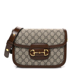 GG Supreme Monogram Horsebit 1955 Shoulder Bag Beige Brown Sugar