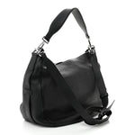 Grained Calfskin Saddle Soft Bag Black