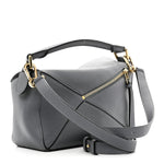 Soft Grained Calfskin Small Puzzle Bag Asphalt Grey