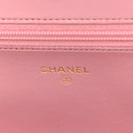Metallic Lambskin Quilted Boy Wallet On Chain WOC Pink