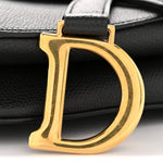 Grained Calfskin Mini Saddle Bag Black