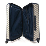 GG Supreme Monogram Textured Dollar Calfskin Web Large Savoy Trolley Suitcase Beige Blue