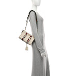 Koi Calfskin Web Mini Bauletto Duffle Top Handle Bag Mystic White