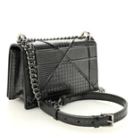 Metallic Patent Micro-Cannage Medium Diorama Flap Bag Onyx Black
