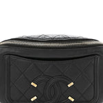 Caviar Quilted Filigree Waist Bag Black