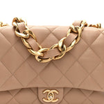 Lambskin Quilted Large CC Funky Town Flap Beige
