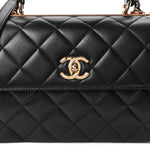 Lambskin Quilted Small Trendy CC Dual Handle Flap Bag Black