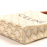Triomphe Canvas Calfskin Mini Vertical Cabas White