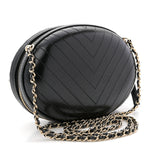 Lambskin Embroidered Chevron Quilted La Pausa Tassel Clutch Black