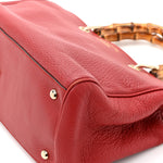 Pebbled Calfskin Medium Bamboo Shopper Tote Red