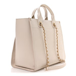 Caviar Small Studded Deauville Tote Ivory