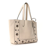 Grainy Calfskin Studded Small Nellcote Shopping Tote White