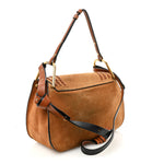 Suede Braided Medium Hudson Double Carry Shoulder Bag Caramel