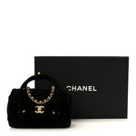 Velvet Quilted Mini Top Handle Flap Black