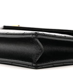 Grain De Poudre Matelasse Chevron Monogram Envelope Chain Wallet Black