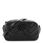 Calfskin Matelasse Monochrome Small GG Marmont Chain Shoulder Bag Black