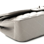 Lambskin Quilted Medium Double Flap Grey