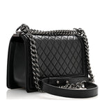 Lambskin Quilted Medium Boy Flap Black