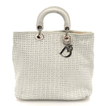 Lambskin Woven Dior Tote White