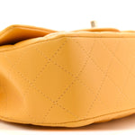 Lambskin Quilted Mini Top Handle Rectangular Flap Yellow