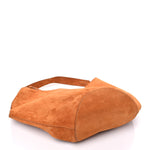 Suede Calfskin Medium Lotus Tote Caramel