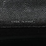 Caviar Quilted Enamel Top Handle Flap Clutch With Chain Black