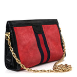 Suede Patent Web Small Ophidia Chain Shoulder Bag Hibiscus Red Black