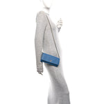 Saffiano Metal Oro Chain Wallet Cobalto
