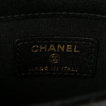 Patent Quilted Chain Around Heart Mini Chain Flap Black