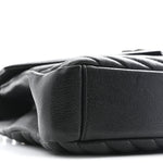 Sheepskin Matelasse Chevron Monogram Medium College Bag Black