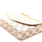 Damier Azur Pochette Felicie Chain Wallet Rose Ballerine