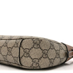 GG Supreme Monogram Textured Calfskin Small Emblem Shoulder Bag Beige Dark Brown