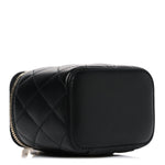 Lambskin Quilted Mini Pearl Crush Vanity Case With Chain Black