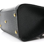 Textured Dollar Calfskin Web Small Diana Tote Bag Black Dusty Grey