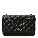 Caviar Quilted Wallet on Chain WOC Black