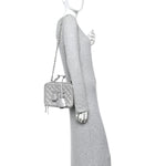 Metallic Caviar Quilted Medium CC Filigree Vanity Case Silver