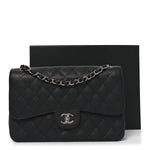 Caviar Quilted Jumbo Double Flap Black